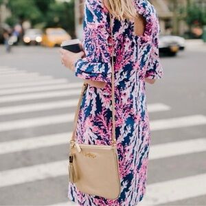 Lilly Pulitzer Fiesta Stretch Dress Nauti Navy Beyond The Sea Coral